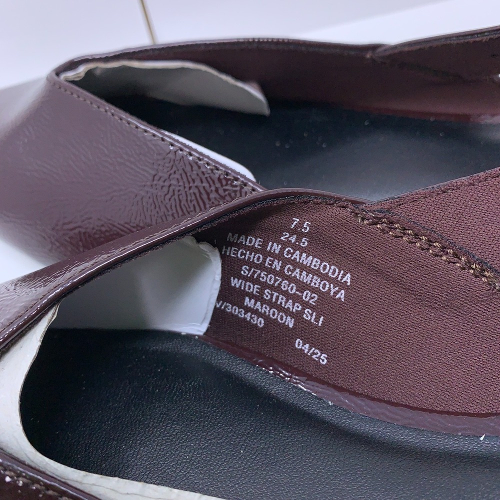 Old Navy 7.5 Womens Maroon V-Cut Point Toe Wide Strap Slingback Flats NWB - Picture 7 of 10
